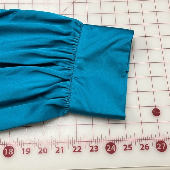 SERGIO HUDSON X TARGET Satin Turquoise Long SLV Surplice Front Bodysuit  SZ 4X - Picture 13 of 16